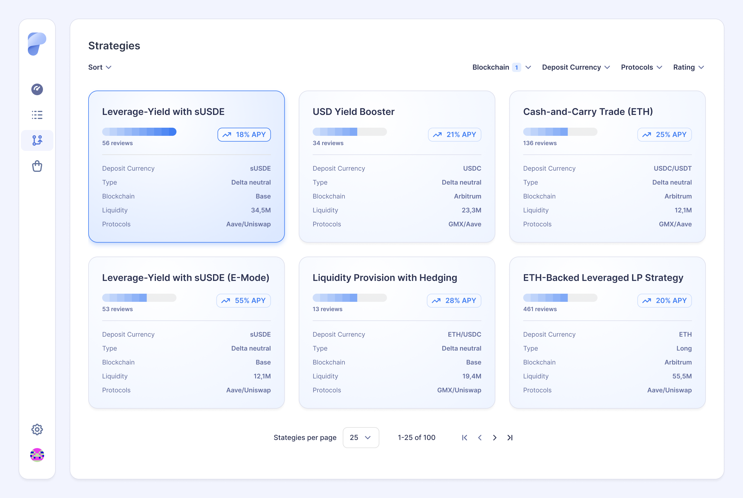 Users can choose from published strategies